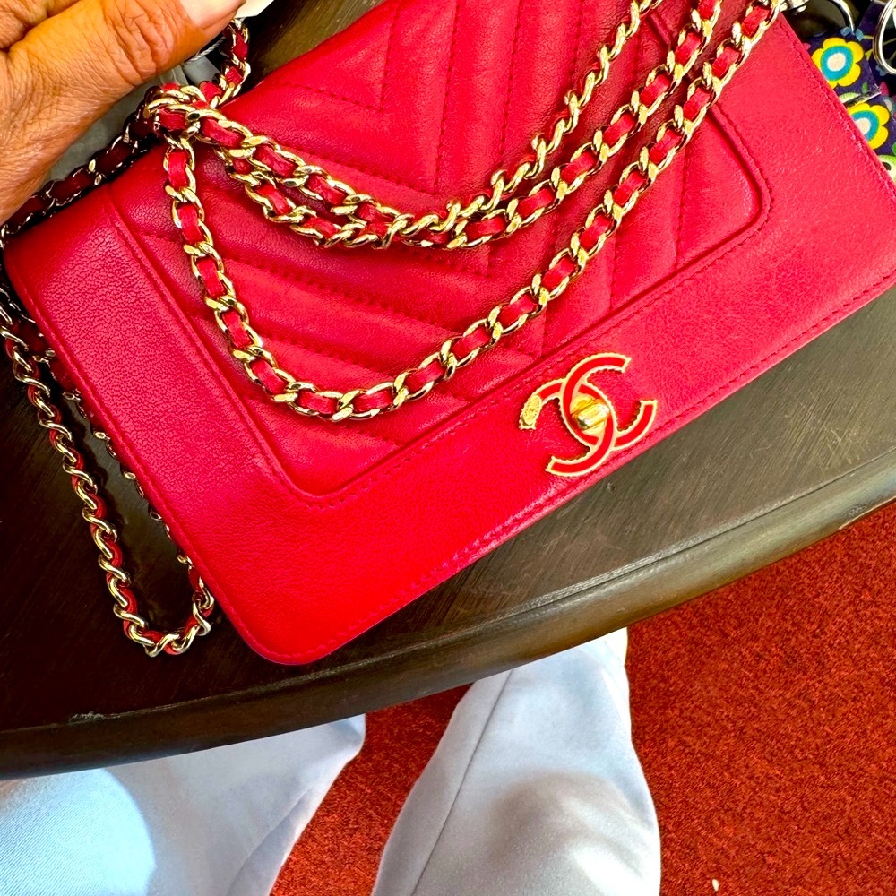 Chanel Red Quilted Chain Bag